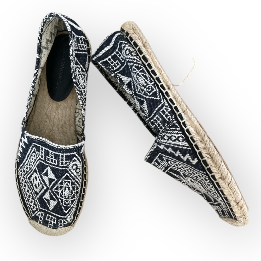 Rebecca Minkoff Gavin Geometric Espadrilles Size 8 Blue Cream Slip On Flats
